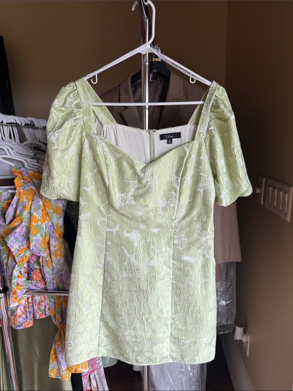 Lulus puff sleeve green dress